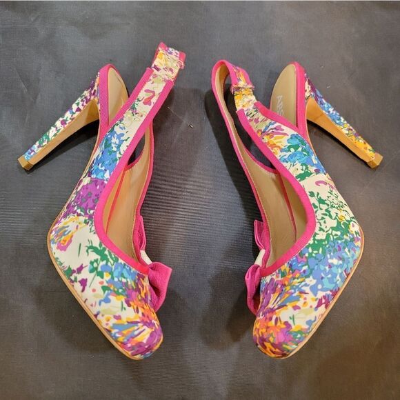 ABC BY ALLEN SCHWARTZ SLINGBACK FLORAL EMBROIDERED HEEL SANDAL - Picture 8 of 13